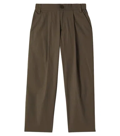 Konges Sløjd Kids' Chim Pleated Cotton Pants In Green