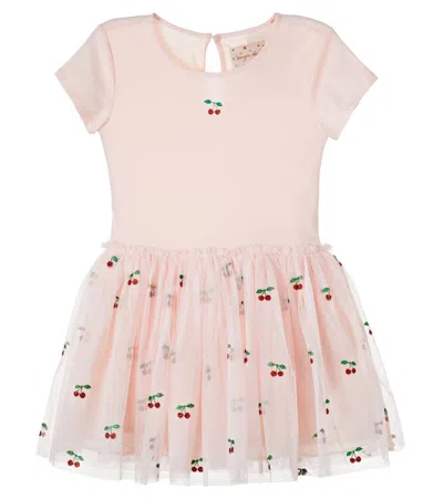 Konges Sløjd Kids' Cotton-blend Jersey And Tulle Dress In Pink