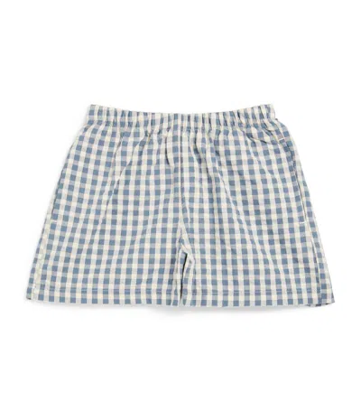 Konges Sløjd Kids' Organic Cotton Seersucker Shorts In Blue,white