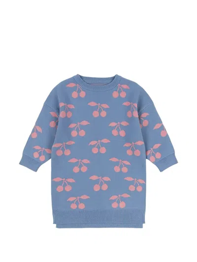 Konges Sløjd Kids' Cotton Knitted Dress In Blue