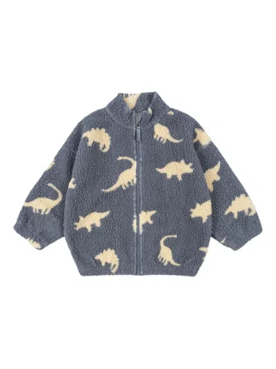 Konges Sløjd Kids' Dino Zip-up Bomber Jacket In Blue