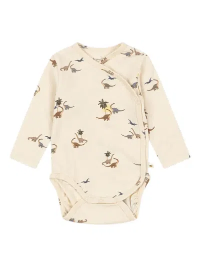 Konges Sløjd Babies' Dinosaur-print Body In Neutral