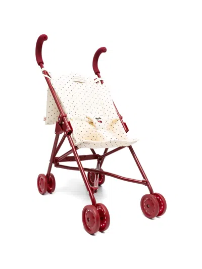 Konges Sløjd Kids' Doll Stroller Embroidered Toy Pushchair In Red