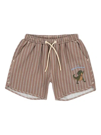 Konges Sløjd Babies' Embrodiered-detailling Swim Shorts In 褐色