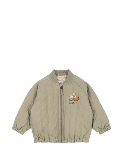 Konges Sløjd Babies' Embroidered Quilted Jacket In Green