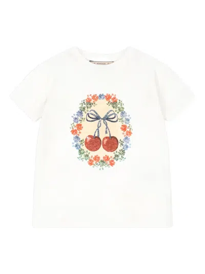 Konges Sløjd Kids' Era Cherry-print T-shirt In White