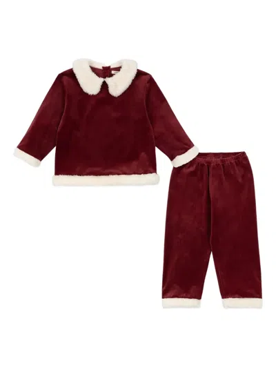 Konges Sløjd Babies' Faux-fur Trim Trousers In Red