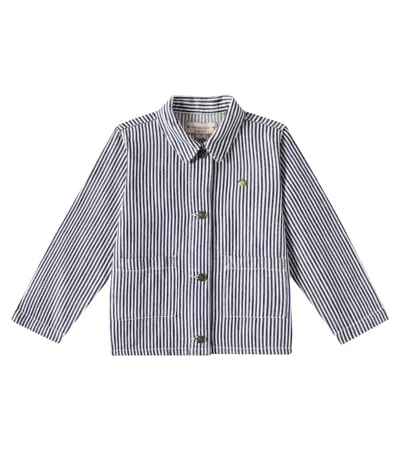 Konges Sløjd Kids' Fender Striped Cotton Twill Jacket In Naval Stripe