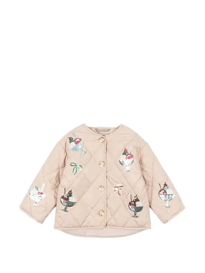 Konges Sløjd Kids' Flora Sequin-embellished Quilted Jacket In Brown