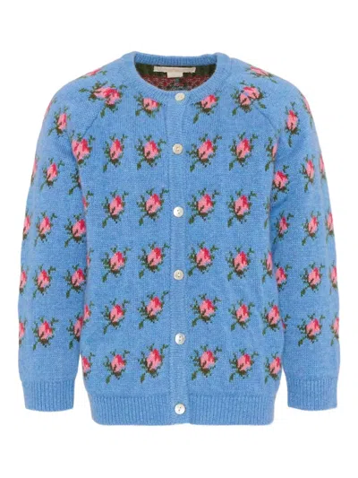 Konges Sløjd Kids' Floral-pattern Cardigan In Blue