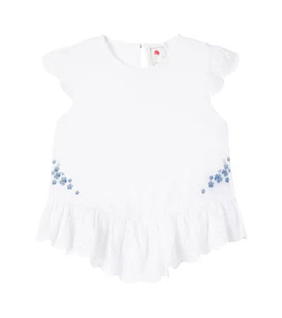 Konges Sløjd Kids' 花卉荷叶边棉质上衣