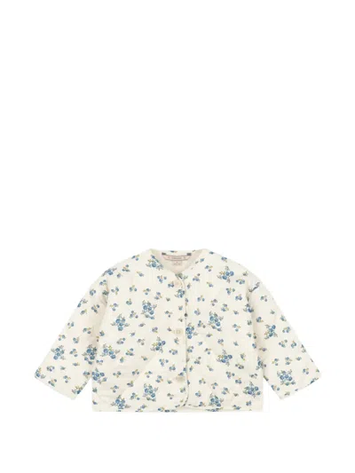 Konges Sløjd Babies' Floral-print Quilted Jacket In Neutral
