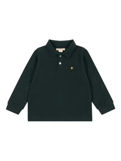 Konges Sløjd Babies' Florian Embroidered Long-sleeve Polo Shirt In Green