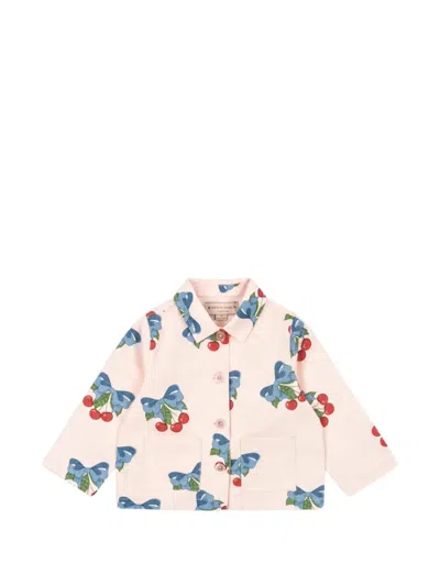 Konges Sløjd Kids' Frankie Cherry-print Shirt Jacket In Gray