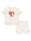 Konges Sløjd Fringe-trimmed Cat-print Shorts Set In Neutral