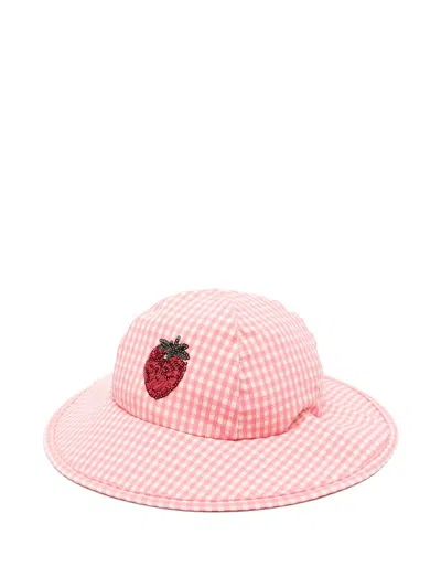 Konges Sløjd Kids' Gingham Embellished Hat In Pink
