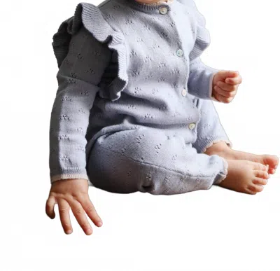 Konges Sløjd Kids' Girls' Valkan Pointelle Knit Sweater In Periwinkle Blue