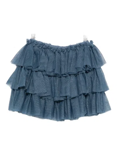 Konges Sløjd Kids' Glitter-embellished Tiered Skirt In Blue