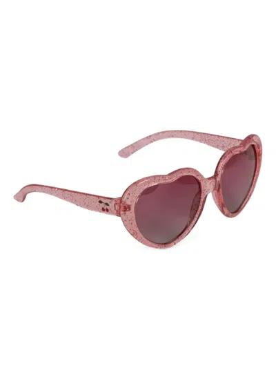 Konges Sløjd Kids' Glitter Heart Sunglasses In Pink