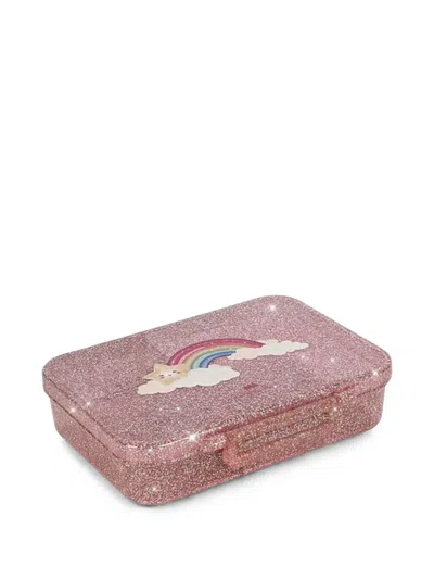 Konges Sløjd Glitter-effect Rainbow-print Lunchbox In Pink