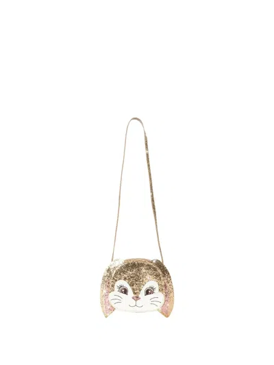 Konges Sløjd Kids' Glitter-finish Bunny-ear Shoulder Bag In Gold