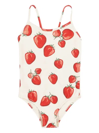 Konges Sløjd Babies' Graphic-print Swimsuit In White