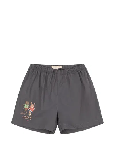 Konges Sløjd Kids' Graphic-print Cotton Shorts In Gray