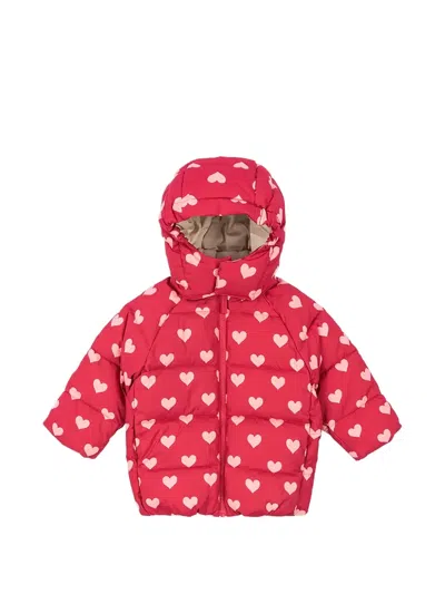 Konges Sløjd Kids' Heart-pattern Hooded Jacket In Red
