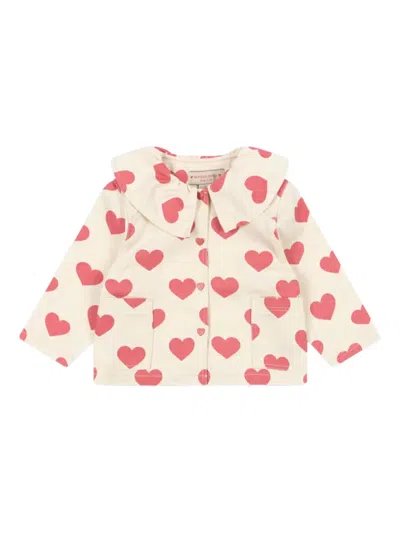 Konges Sløjd Kids' Heart-print Jacket In Neutrals