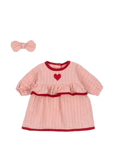Konges Sløjd Kids' Heart Ruffled Doll Dress Set In Pink