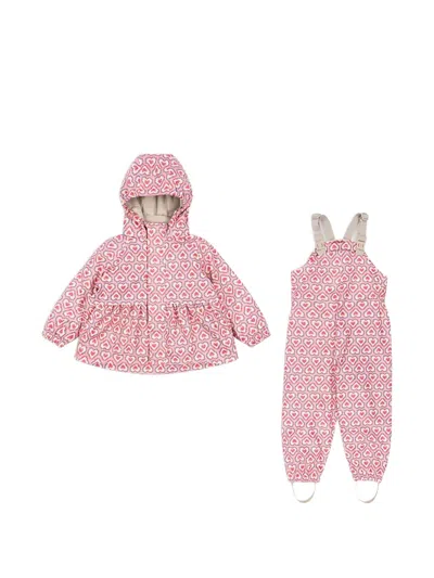 Konges Sløjd Kids' Heart-print Jumpsuit Set In Pink