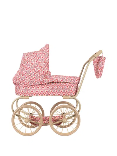 Konges Sløjd Babies' Heart-print Quilted Toy Pram In Gold