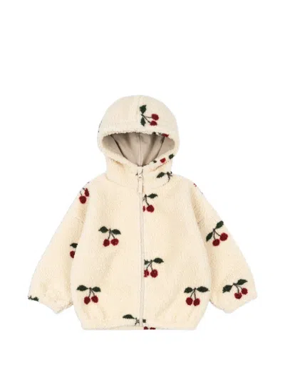 Konges Sløjd Hooded Cherry-print Jacket In Neutral