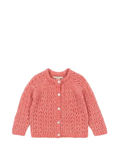 Konges Sløjd Kids' Isa Button Knitted Cardigan In Red
