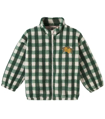 Konges Sløjd Kids' Jody Checked Embroidered Teddy Jacket In Multi