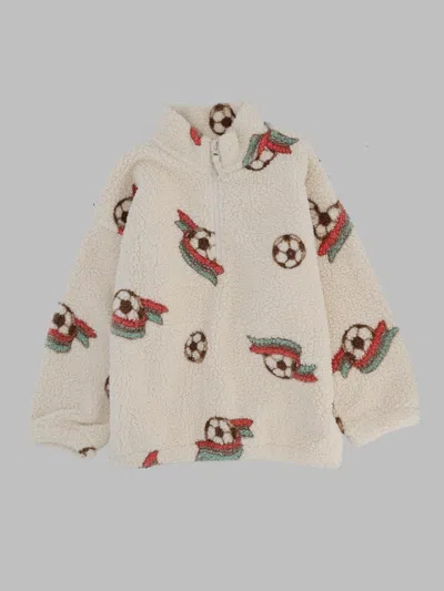 Konges Sløjd Jody Teddy Boys Half-zip Sweatshirt In Neutral