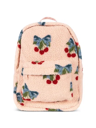 Konges Sløjd Kids' Jody Teddy Cherry-pattern Teddy Backpack In Pink