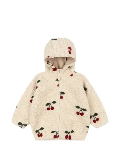 Konges Sløjd Babies' Jody Teddy Cherry-print Hooded Coat In 中性色