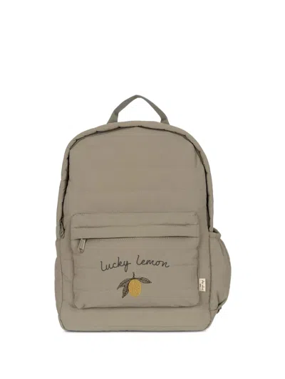Konges Sløjd Kids' Juno Quilted Lemon-embroidered Backpack In Brown