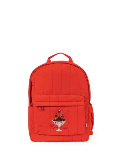 Konges Sløjd Kids' Juno Stitched Embroidered Backpack In Red