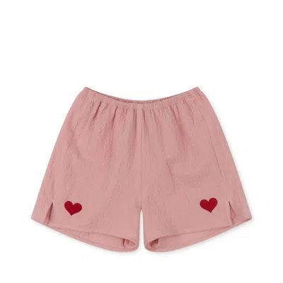Konges Sløjd Kid's Ava Heart Shorts In Mellow Rose In Pink