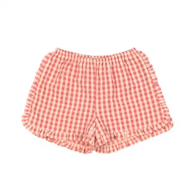 Konges Sløjd Kid's Kim Frill Check Shorts In Flamingo Pink In Red