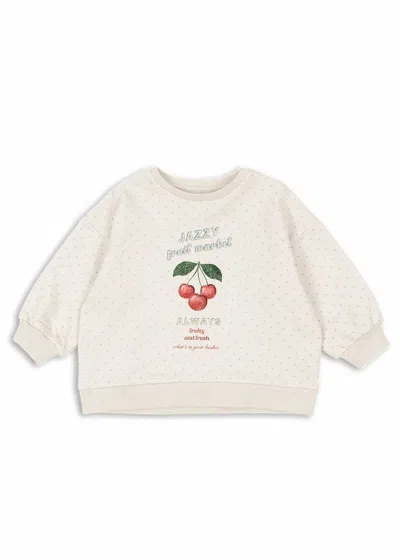 Konges Sløjd Kid's Loupy Lou Cherry Sweatshirt In Jazzy Dot In White