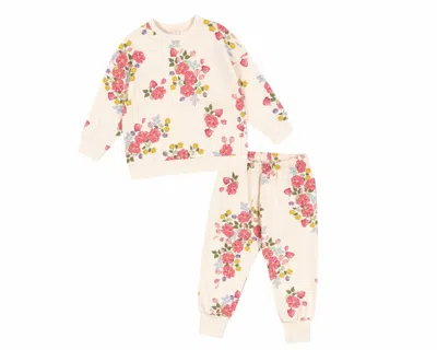 Konges Sløjd Kid's Loupy Lou Sweat Set In Fleuri In Neutral