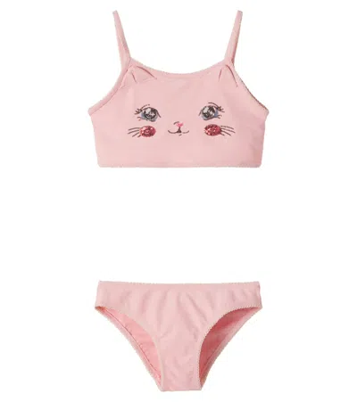 Konges Sløjd Kids' Kitty Bow-detail Bikini In Pink