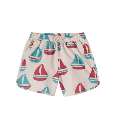 Konges Sløjd Kids' Asnou Printed Swim Trunks In Neutral