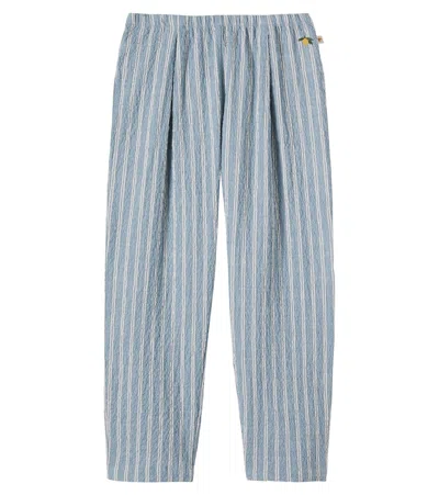 Konges Sløjd Kids' Elliot Striped Cotton Seersucker Pants In Blue