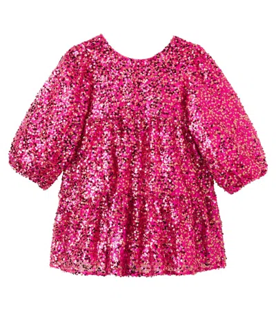 Konges Sløjd Kids' Lila Bow-detail Sequined Dress In Pink