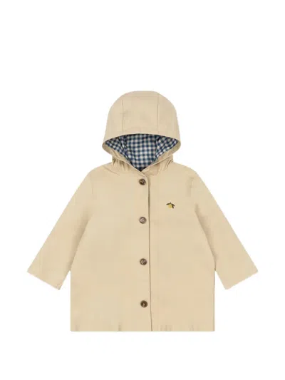 Konges Sløjd Kids' Lemon-embroidered Hooded Trench Coat In Neutral