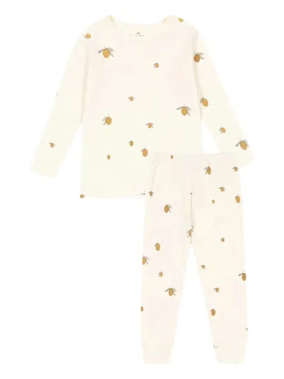 Konges Sløjd Babies' Lemon-print Organic Cotton Pajamas In Neutrals